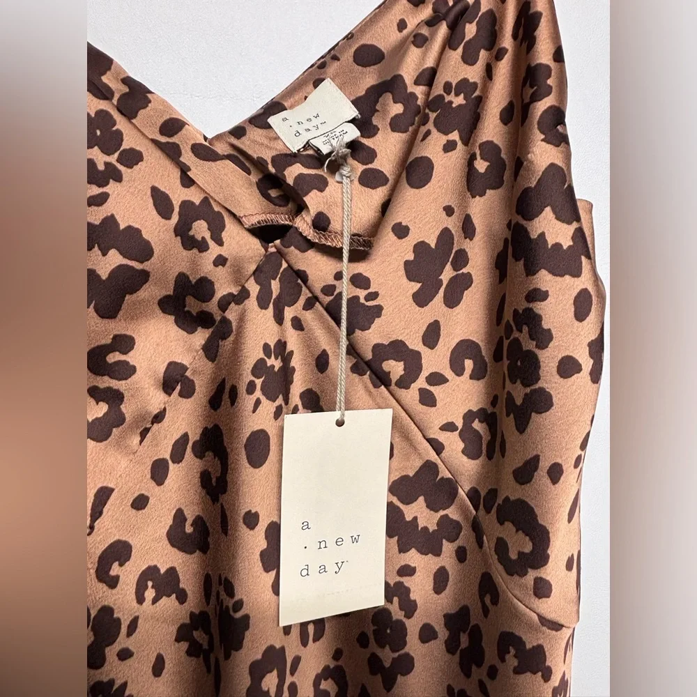 ✨A New Day Leopard Print Satin Slip Dress Size XS